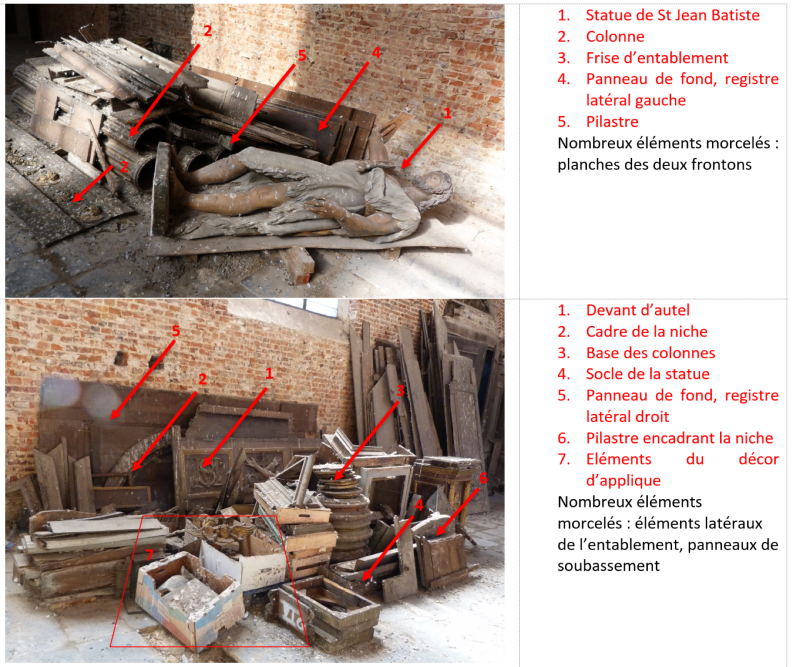 Atelier Giordani - Conservation - Restauration
Edifice – Mobilier - Sculpture – Objets d’art – Moulage –
Pierre, bois métal, polychromie et dorure - Étude préalable, maitre-autel, retable majeur déposé -  - OPÉRATIONS RÉALISÉES : 

- Cartographie 
- Inventaire 
- Constat d’état 
- Protocole de traitement 
- Chiffrage