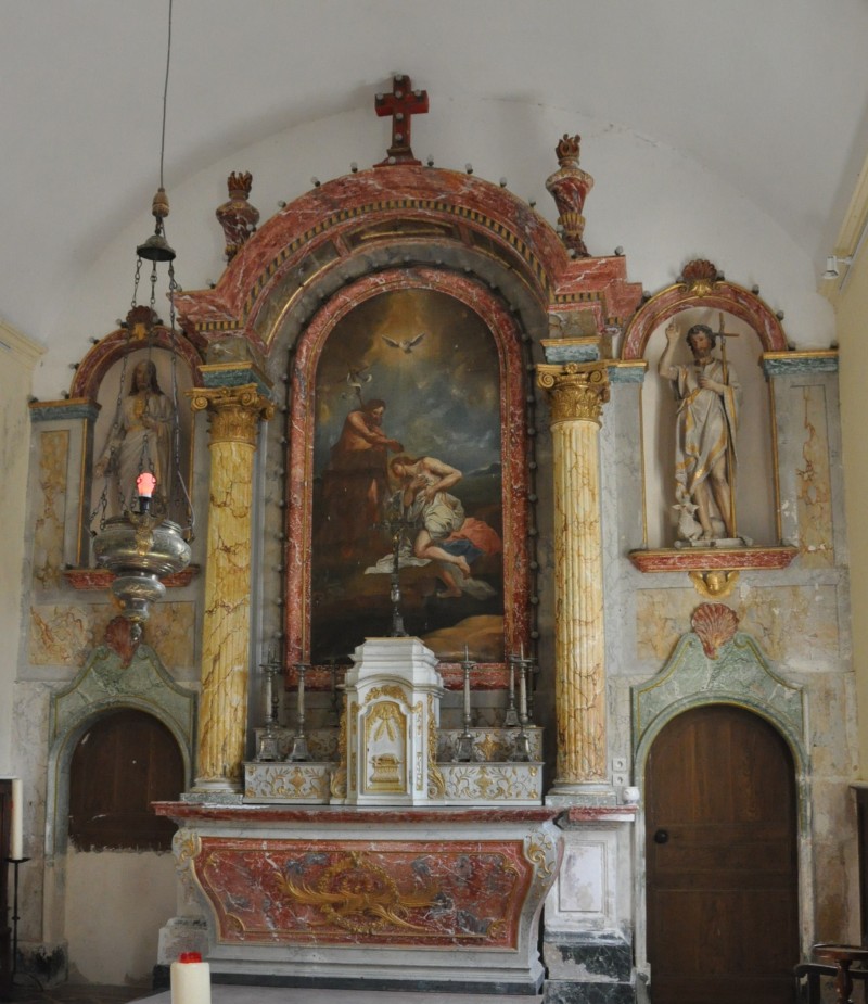 Atelier Giordani - Conservation - Restauration
Edifice – Mobilier - Sculpture – Objets d’art – Moulage –
Pierre, bois métal, polychromie et dorure - Retable majeur et maître-autel en pierre et faux marbre - Pierre calcaire et staff, faux marbre et faux bois - - Dépoussiérage, Nettoyage
- Refixage de la polychromie
- Consolidations chimiques ponctuelles
- Ragréages et comblements
- Masticage des lacunes
- Réintégration colorée et restitution des faux marbres et faux bois
- Réintégration de dorure à l'or mica