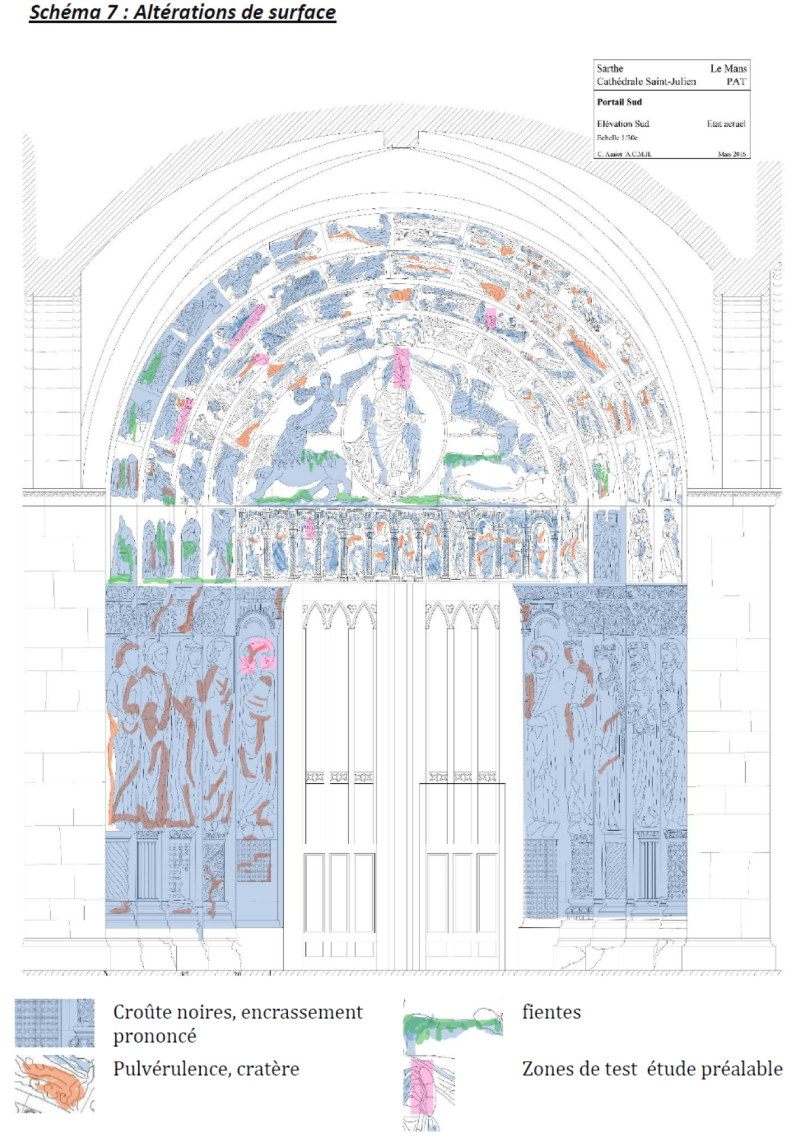 Atelier Giordani - Conservation - Restauration
Edifice – Mobilier - Sculpture – Objets d’art – Moulage –
Pierre, bois métal, polychromie et dorure - Étude stratigraphique du portail royal sud - Étude stratigraphique, en cotraitance avec H. Chevalier - OPÉRATIONS RÉALISÉES : 

- Cartographie 
- Relevés Sondages 
- Prélèvements 
- Analyses laboratoire 
- Synthèse 

Présentation des résultats à un colloque