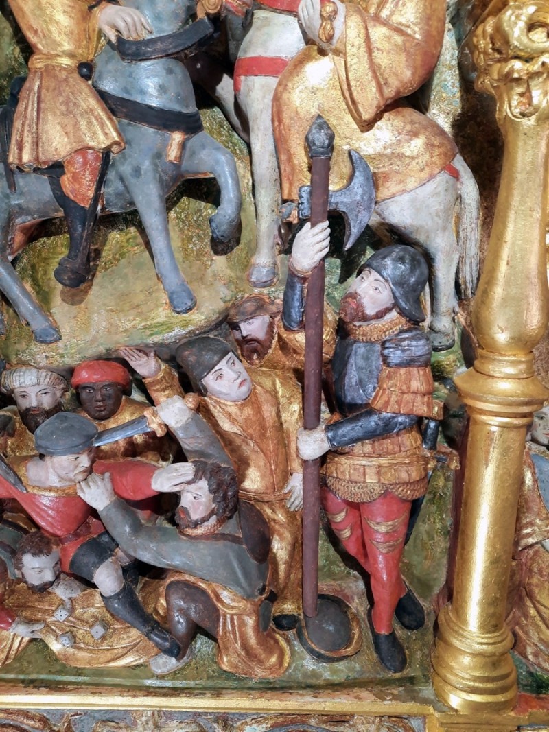 Atelier Giordani - Conservation - Restauration
Edifice – Mobilier - Sculpture – Objets d’art – Moulage –
Pierre, bois métal, polychromie et dorure - Conservation-restauration générale du choeur : Retable majeur et son maître-autel - Pierre calcaire, maçonnerie et plâtre, bois ; décors peints, dorés et argentés - OPÉRATIONS RÉALISÉES
-	Dépoussiérage, refixage, nettoyage
-	Comblement des lacunes, ragréage et masticage
-	Restitution d’éléments manquants par prise d’empreinte et moulage
-	Dégagement mécanique par clivage au scalpel
-	Allègement de la bronzine
-	Retouches sur les décors peints, dorés (or mica) et argentés (argent minéral Iriodin)
-	Dorure à la mixtion
-	Restitution des fonds (peinture acrylique) à partir de sondages
-	Patines d’harmonisation