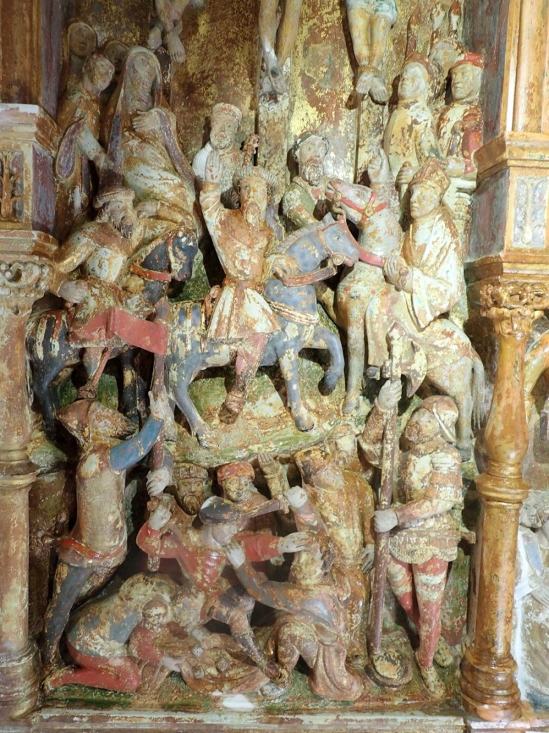 Atelier Giordani - Conservation - Restauration
Edifice – Mobilier - Sculpture – Objets d’art – Moulage –
Pierre, bois métal, polychromie et dorure - Conservation-restauration générale du choeur : Retable majeur et son maître-autel - Pierre calcaire, maçonnerie et plâtre, bois ; décors peints, dorés et argentés - OPÉRATIONS RÉALISÉES
-	Dépoussiérage, refixage, nettoyage
-	Comblement des lacunes, ragréage et masticage
-	Restitution d’éléments manquants par prise d’empreinte et moulage
-	Dégagement mécanique par clivage au scalpel
-	Allègement de la bronzine
-	Retouches sur les décors peints, dorés (or mica) et argentés (argent minéral Iriodin)
-	Dorure à la mixtion
-	Restitution des fonds (peinture acrylique) à partir de sondages
-	Patines d’harmonisation