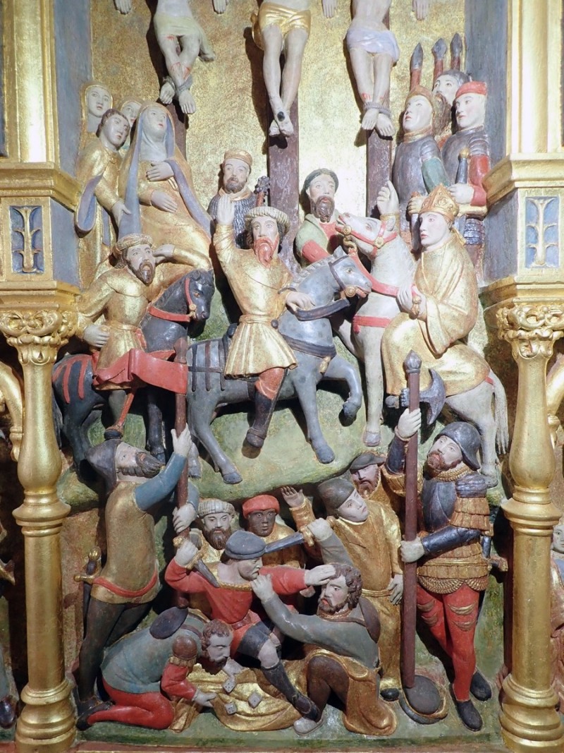 Atelier Giordani - Conservation - Restauration
Edifice – Mobilier - Sculpture – Objets d’art – Moulage –
Pierre, bois métal, polychromie et dorure - Conservation-restauration générale du choeur : Retable majeur et son maître-autel - Pierre calcaire, maçonnerie et plâtre, bois ; décors peints, dorés et argentés - OPÉRATIONS RÉALISÉES
-	Dépoussiérage, refixage, nettoyage
-	Comblement des lacunes, ragréage et masticage
-	Restitution d’éléments manquants par prise d’empreinte et moulage
-	Dégagement mécanique par clivage au scalpel
-	Allègement de la bronzine
-	Retouches sur les décors peints, dorés (or mica) et argentés (argent minéral Iriodin)
-	Dorure à la mixtion
-	Restitution des fonds (peinture acrylique) à partir de sondages
-	Patines d’harmonisation