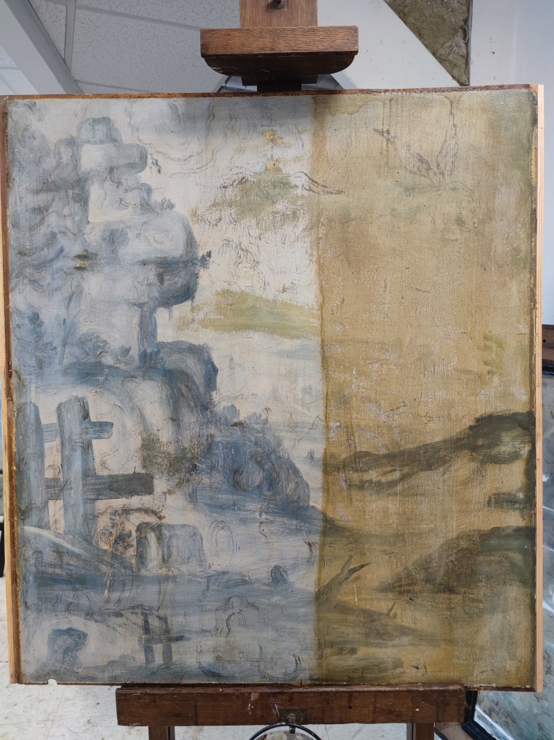 Atelier Giordani - Conservation - Restauration
Edifice – Mobilier - Sculpture – Objets d’art – Moulage –
Pierre, bois métal, polychromie et dorure - Parloir de l'abbesse Abbaye de Verneuil sur Avre - Bois polychrome - -	Montage de l’échafaudage
-	Prise de côtes et mesures
-	Dépose des boiseries
-	Renfort structurel charpente
-	Traitement insecticide et fongicide de la charpente
-	Transport des panneaux en ateliers
-	Dépoussiérage
-	Purges et greffes
-	Consolidation chimique du support 
-	Révision des assemblages
-	Reprise des arasements et disjointoiements
-	Renforts structurels des panneaux
-	Comblements
-	Traitement insecticide des panneaux
-	Montage à blanc
-	Mise en peinture des montant et traverses
-	Dévernissage et retouche colorées des panneaux
-	Vernissage
-	Repose