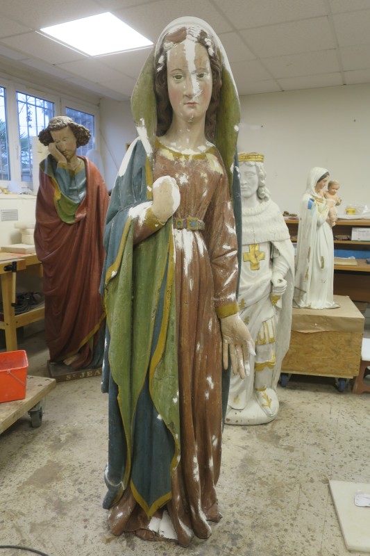 Atelier Giordani - Conservation - Restauration
Edifice – Mobilier - Sculpture – Objets d’art – Moulage –
Pierre, bois métal, polychromie et dorure - Restauration de deux statues en bois polychrome - Bois polychrome - - Traitement insecticide en anoxie dynamique
- Traitement insecticide chimique préventif 
- Dépoussiérage, nettoyage, purge
- Consolidation chimique du bois
- Restitution des manques et éléments mobiles
- Comblements et masticage
- Réintégration colorée et glacis