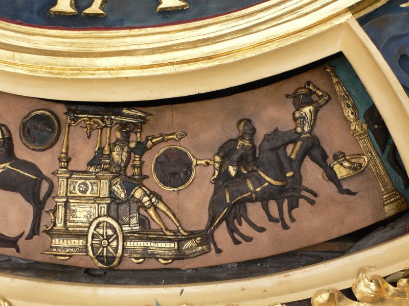 Atelier Giordani - Conservation - Restauration
Edifice – Mobilier - Sculpture – Objets d’art – Moulage –
Pierre, bois métal, polychromie et dorure - Restauration de la dorure, la peinture et du décor des cadrans -  - OPÉRATIONS RÉALISÉES
- Nettoyage
- Réintégration formelles
- Renfort des assemblages
- Extraction des pointes oxydées
- Réintégrations colorées
- Dorure à la feuille d’or et argenture
- Patine