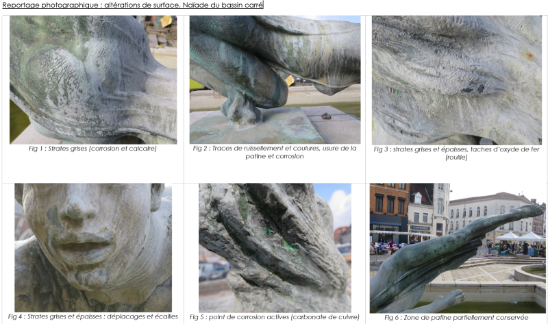 Atelier Giordani - Conservation - Restauration
Edifice – Mobilier - Sculpture – Objets d’art – Moulage –
Pierre, bois métal, polychromie et dorure - Évaluation de l’état et étude préalable des Œuvres de la Grand Place - Métal - OPÉRATIONS RÉALISÉES : 


Constat : 

- Identification et examen 
- Analyse de surface 
- Relevé, identification, localisation des altérations 


Étude préalable et préconisation 

- Protocole d’intervention ( traitement, délais, coût) 
- Note méthodologique (dépose/repose)